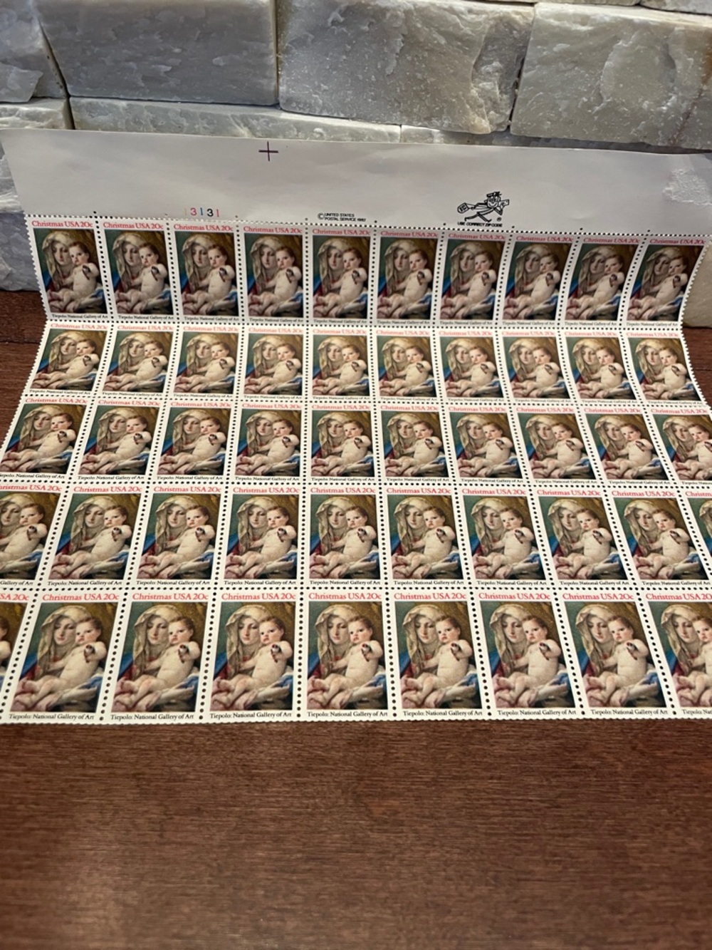Christmas USA 20¢ Forever Stamp Sheet - Red and Cream